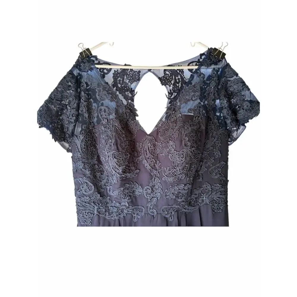 Mother-of-the-Bride Navy Lace Bodice Chiffon High-Low Formal Dress - Size 18W - Picture 2 of 7